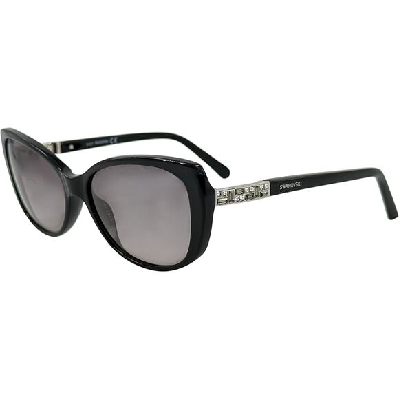Swarovski SK0124 Womens Plastic Sunglass 01B Shiny Black 56-16 Smoke Gradient main image 4
